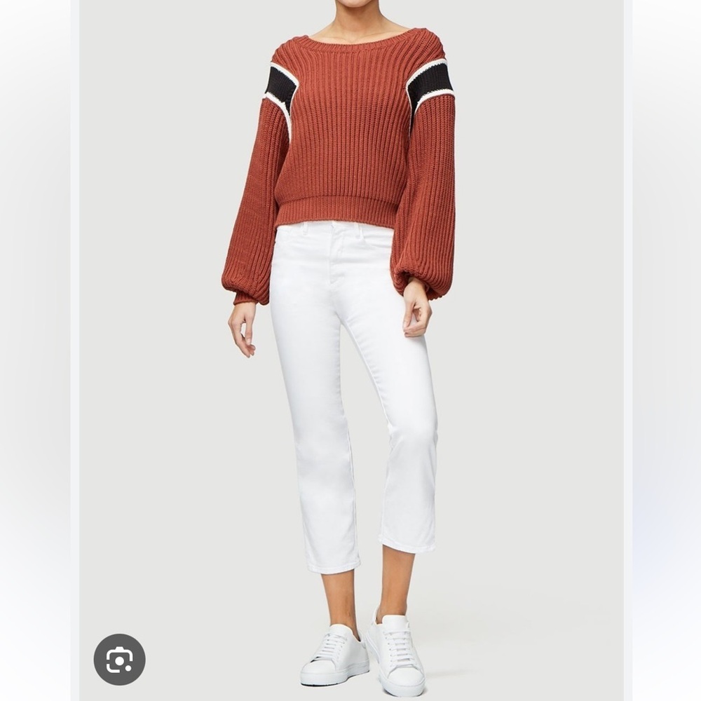 Frame Denim Le Sylvie Crop High Rise Side Slit Jean in White Slim Fit